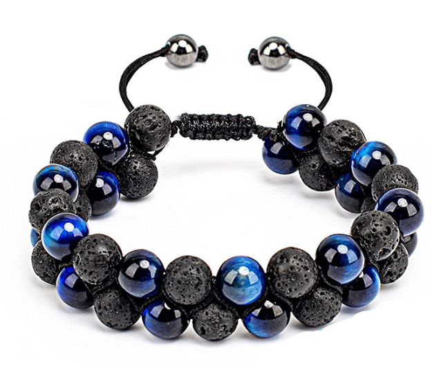 Cinturón de pulsera doble fila con piedra natural tigre ojo — imagen 1