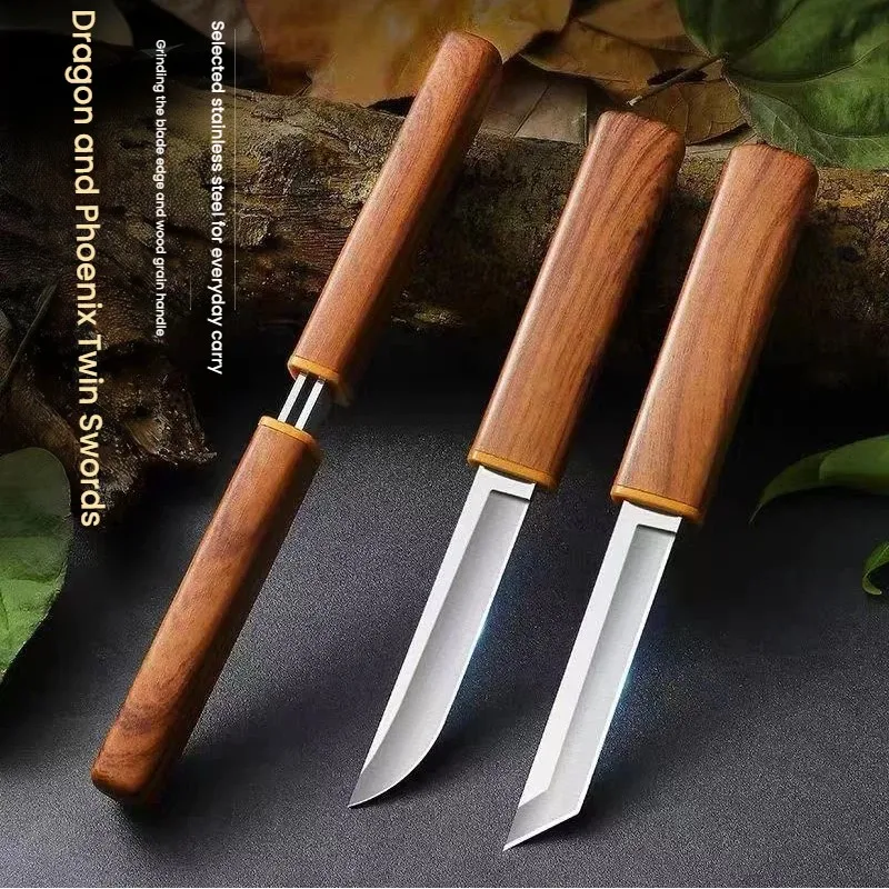 New 2-in-1 High-end Double Edge Knife-Multi-Functional Fruit Knife Steel Ultra Sharp Portable Small Knife for Fruit & Cooking — image 1