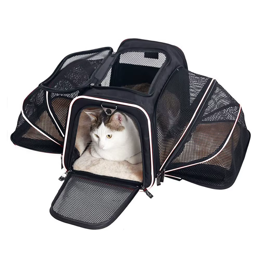 Pet Carriers Bag Portable Breathable Foldable Bag Cat Dog Carrier Bags Outgoing Outdoor Travel Pets Cats Handbag Safety Zippers — image 2
