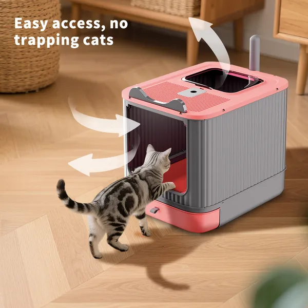 Caja de Arena Elf Cat, Acceso Doble y Totalmente Sellada, Sin Olor, Blanco Moderno, Caja de Limpieza Fácil — imagen 4
