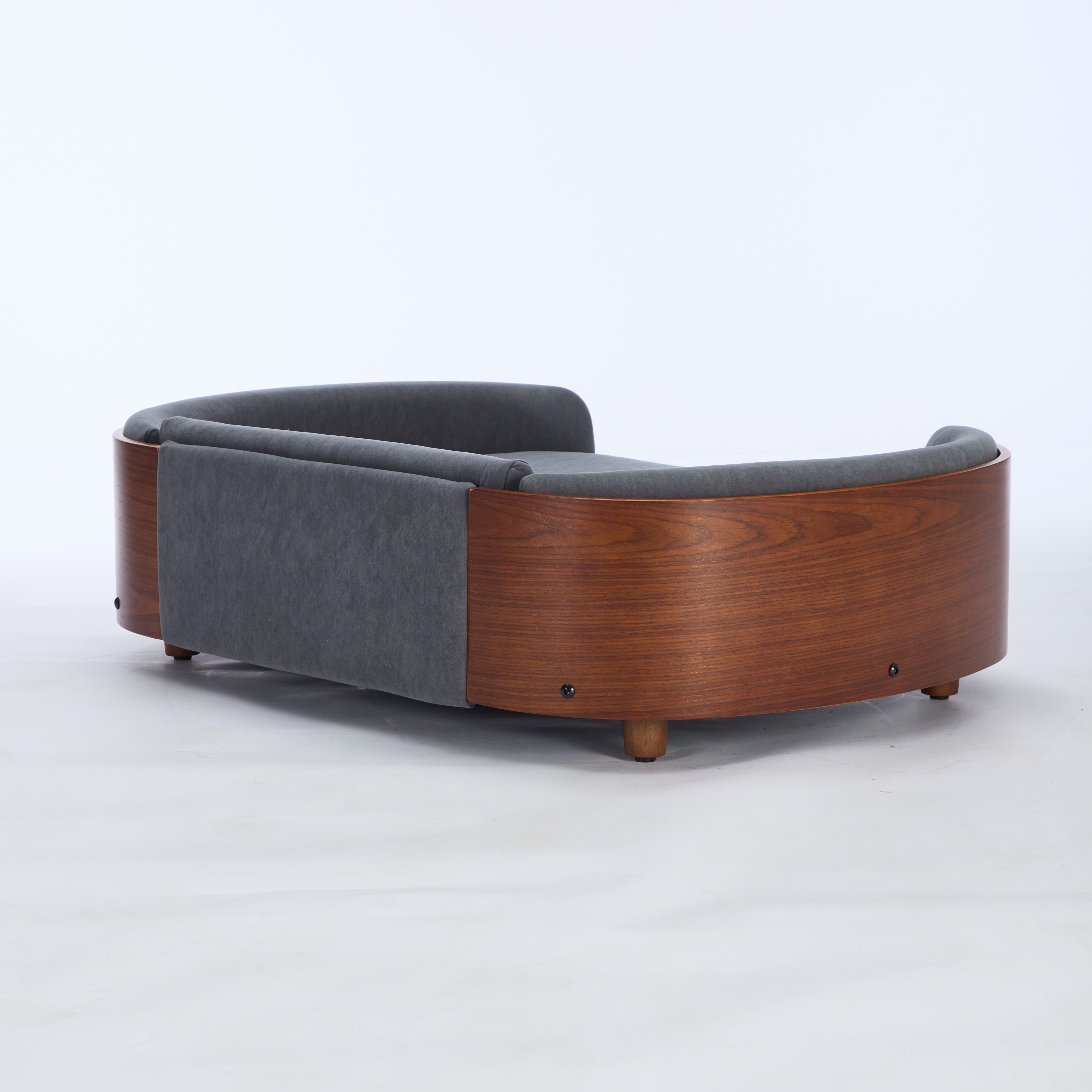 Scandinavian style Elevated Dog Bed Pet Sofa With Solid Wood legs and Walnut Bent Wood Back, Velvet, Large Size — image 20