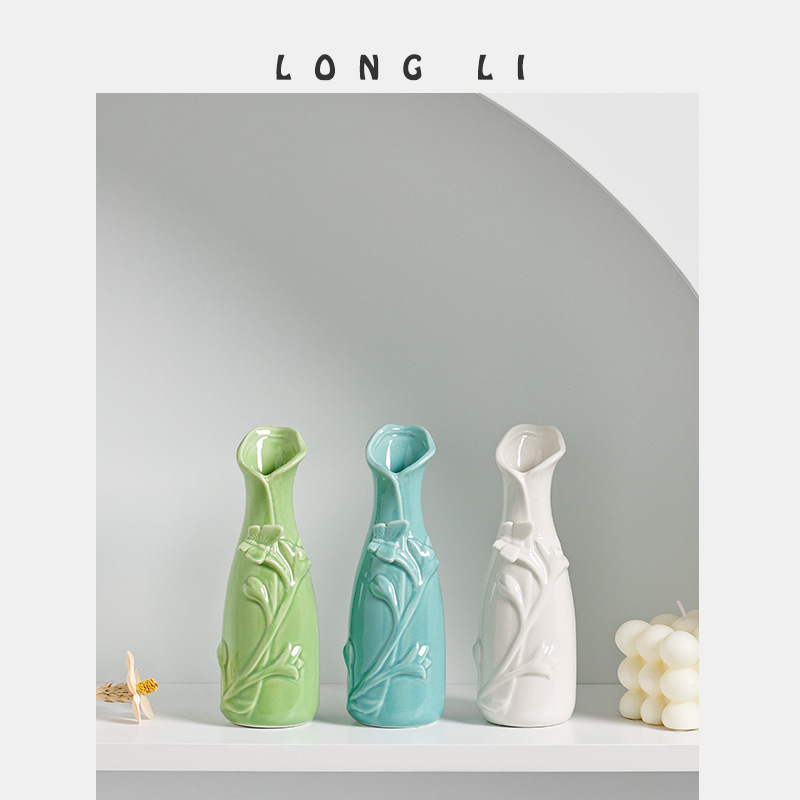 Aromatherapy Bottle Creative Home Mini Ceramic Vase Ornament Decoration Hydroponic Flower Arrangement Small Flower Butterfly — image 2