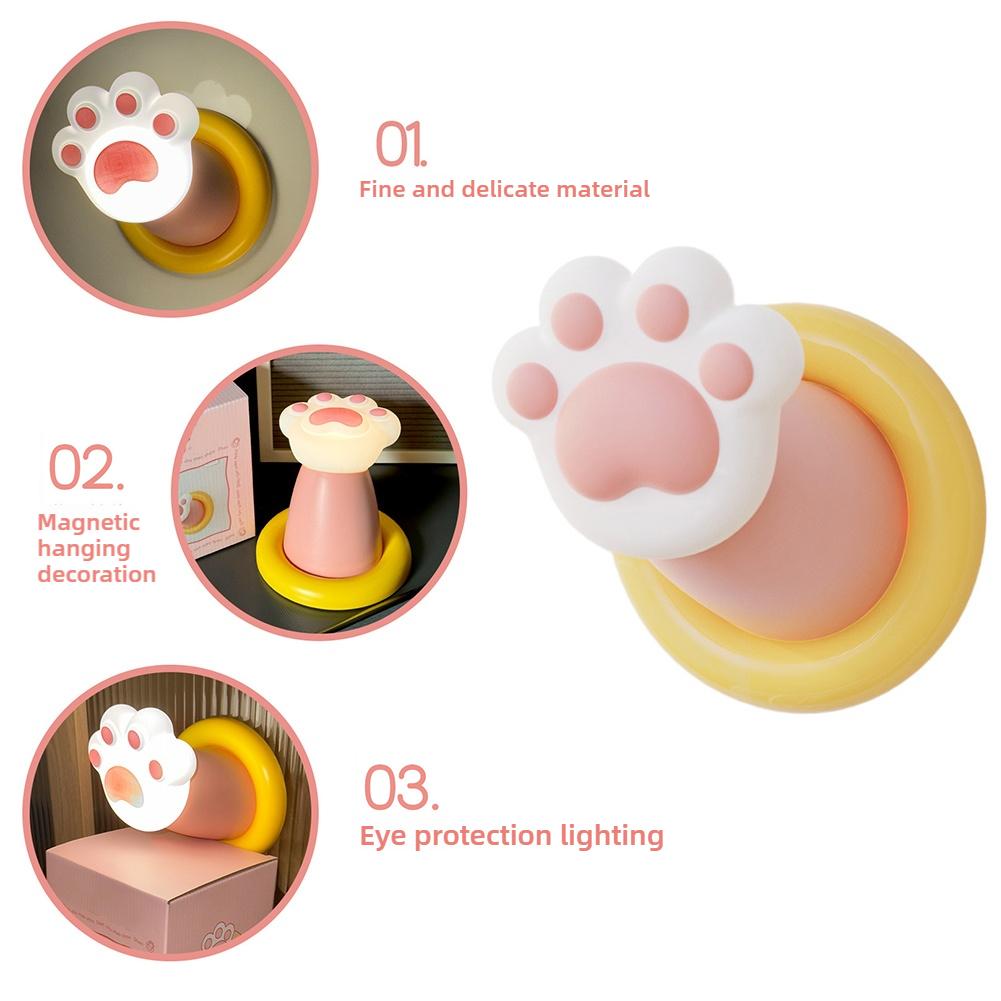 Nightstand Lamp Cat Paw Desk Lamp 3 Brightness Dimmable Rechargeable Tap Lamp Atmosphere Light For Bedroom Living Room Home Decor — image 2