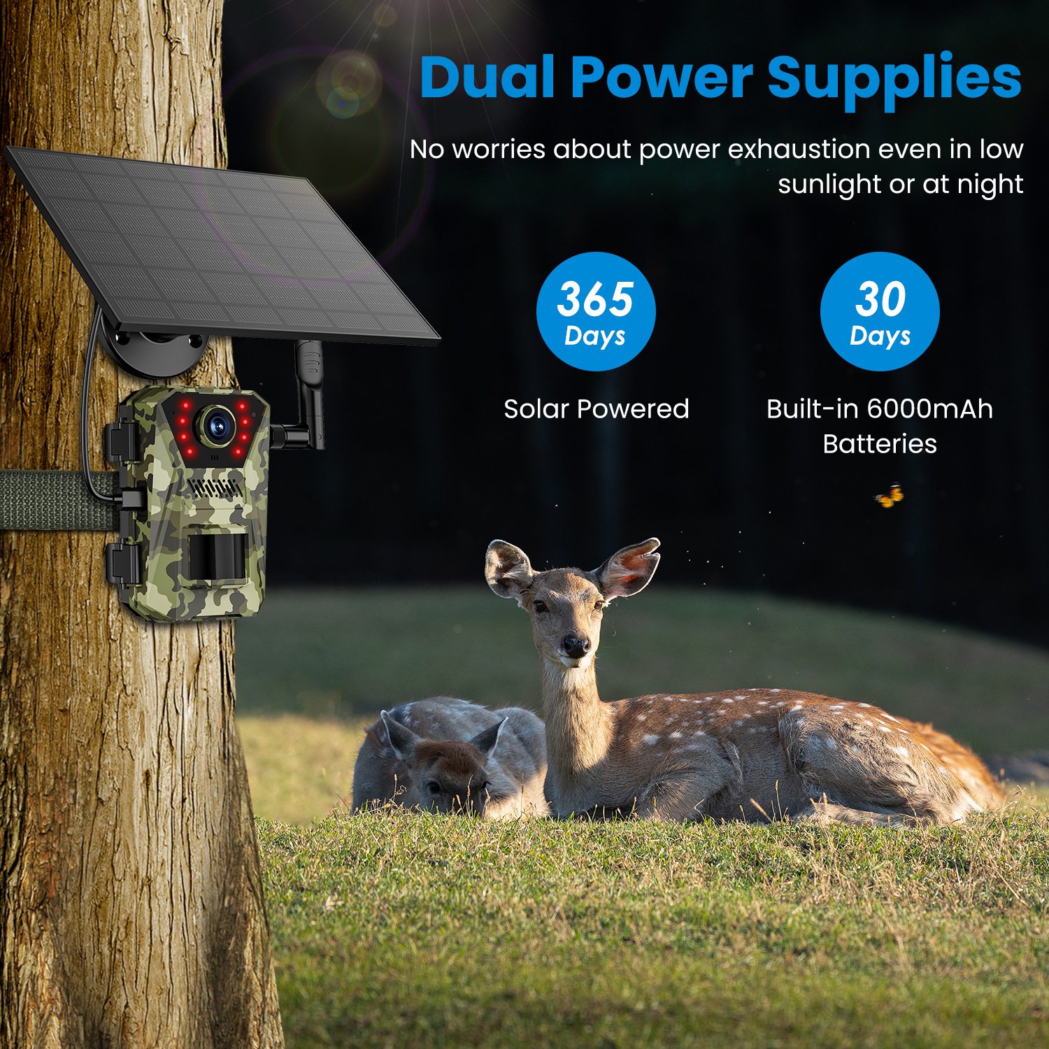 4G 4K 30FPS Solar Trail Camera Outdoor Wildlife Camera Motion Activated IP66 Waterproof With 140 Degree Viewing Angle No Glow Night Vision SIM Card APP Control No WiFi Needed — image 3