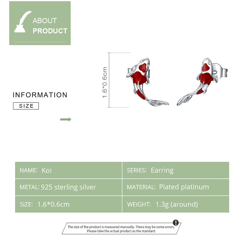 Bamoer Aretes de Estilo Pez Enamel Rojo para Mujeres 925 Sterling Silver Aretes de Koi de Primavera Festival Silver Fashion Jewelry SCE812 — imagen 5
