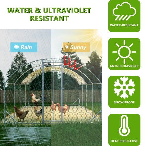 26x9x6Large Metal Chicken Coop, Walk-in Poultry Cage, Chicken Run With Waterproof Cover, Outdoor Backyard Farm, Chicken Rabbits Duck Run Pen, Easy To Assemble And Clean — imagen 8