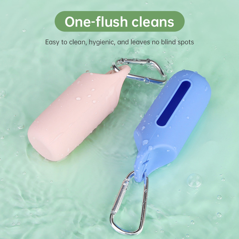 Silicone dog poop bag holder with dispenser, portable, hanging ring & storage case — image 8