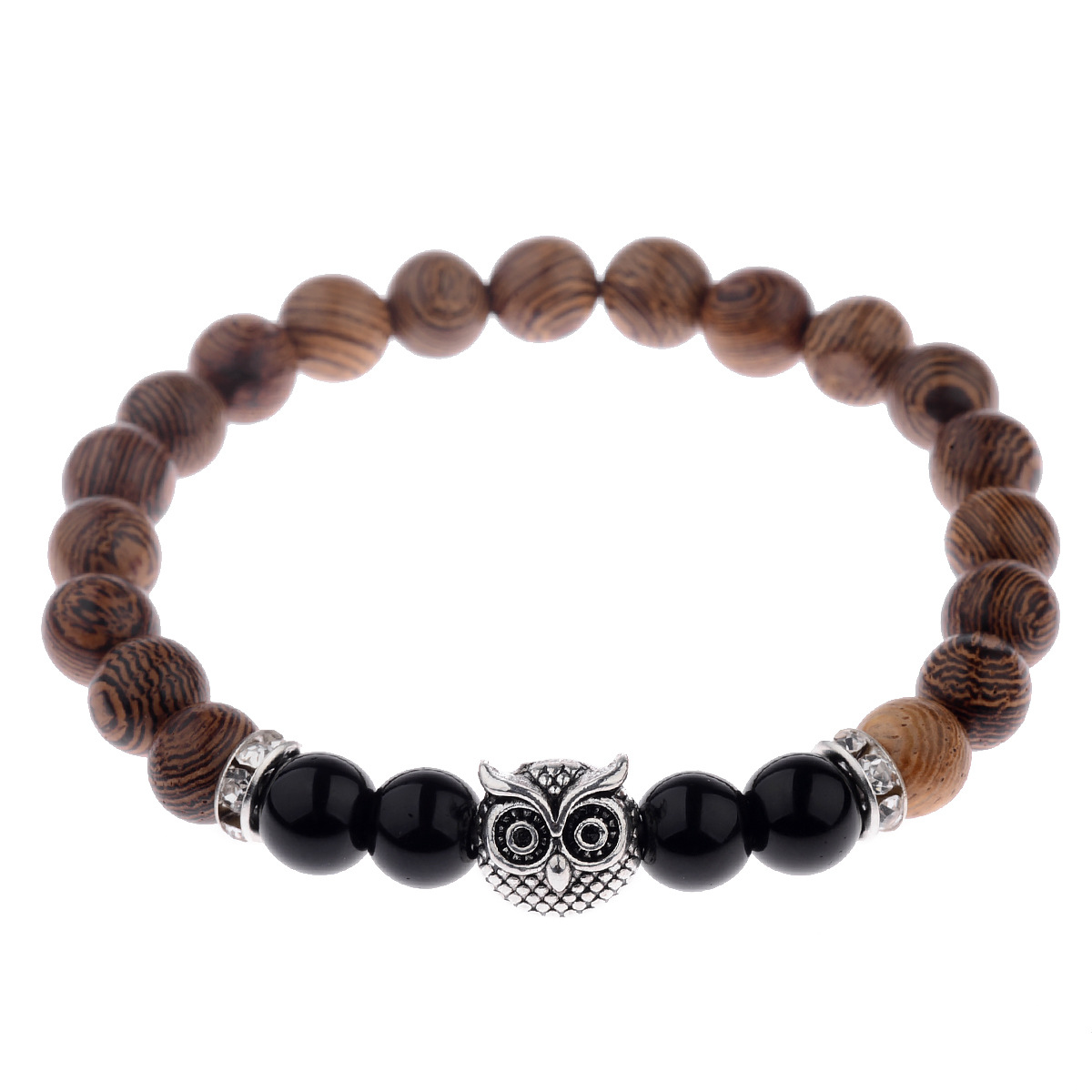Owl frosted stone lifeline wood grain bracelet — image 1