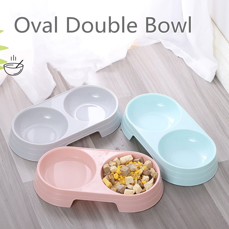 Macarone Double Bowl para Mascotas Plástico Comida y Agua para Perros, Gatos y Pequeños Animales Accesorios de Alimentación Canina y Felina — imagen 2