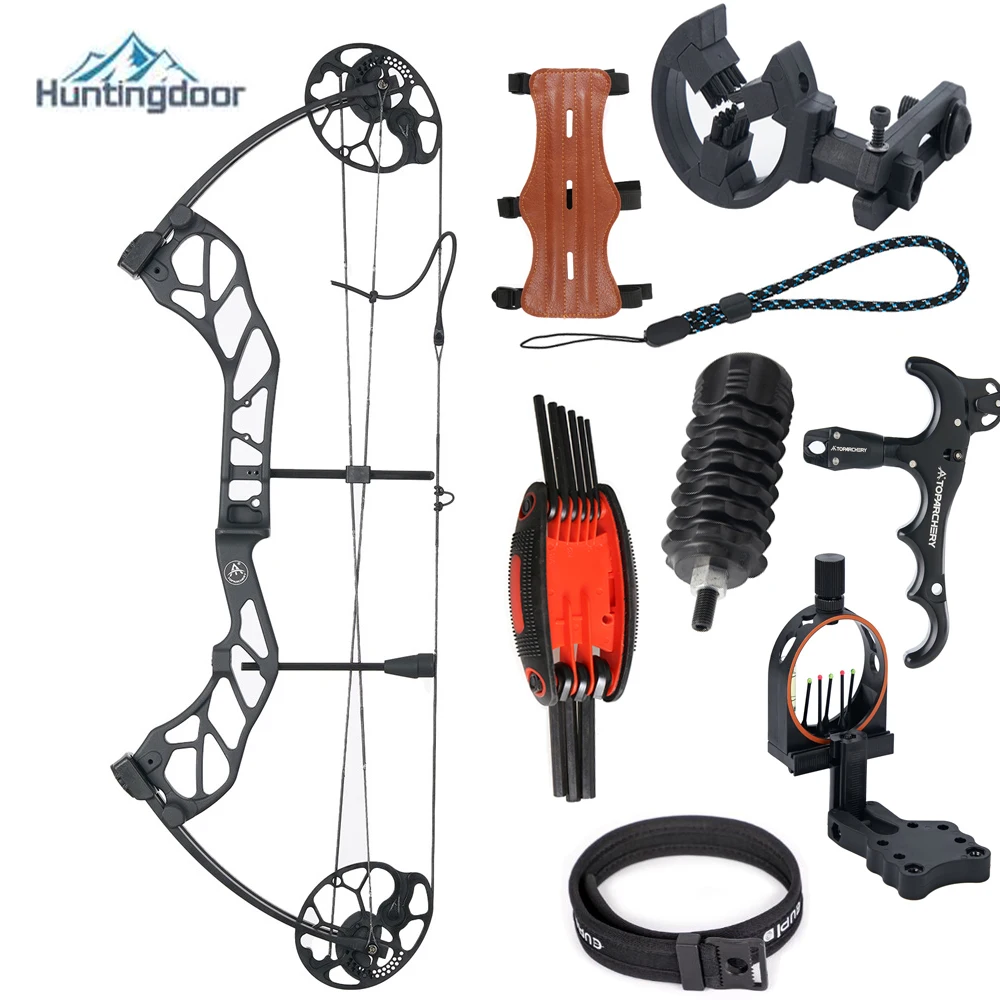 Conjunto de Arco Compuesto para Caza y Tiro con Peso de Tracción Ajustable 19-70lbs IBO 320 FPS — imagen 1