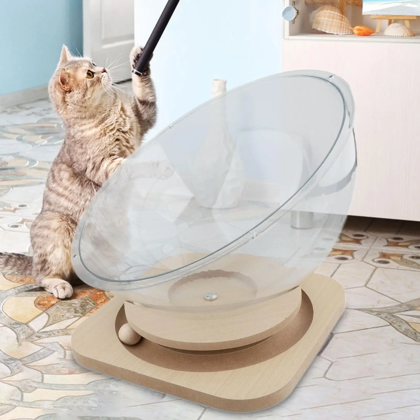 Space Capsule Cat Bed Kitten Sleeping Nest Acrylic Universal Cat Activity Centre Hammock Nest Kennel for Small Animals Pet Suppl — image 2