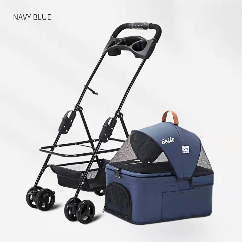 Walk The Dog Pet Stroller Teddy Dog Four Wheel Wan fold To The Stacked Stroller Cats Can Be Separated From The Stroller — image 12