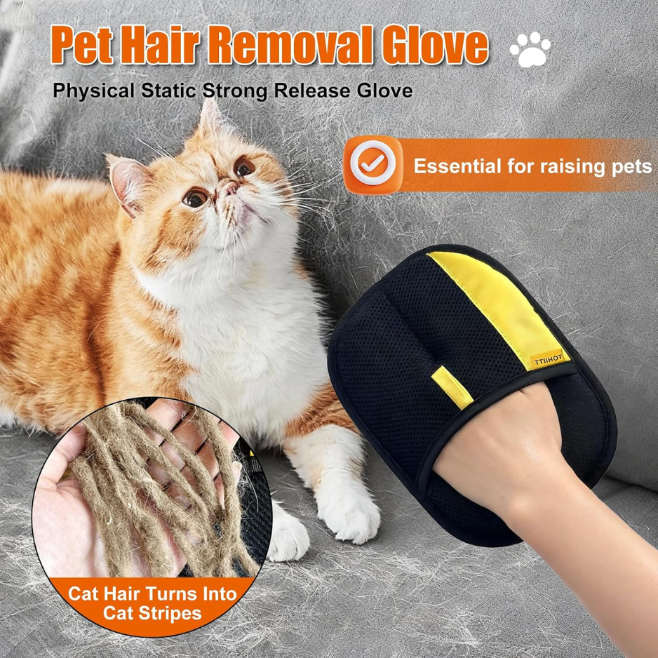 Pet Hair Removal Gloves For Cat Dog Hair, 2 Pack Electrostatic Reusable — image 4
