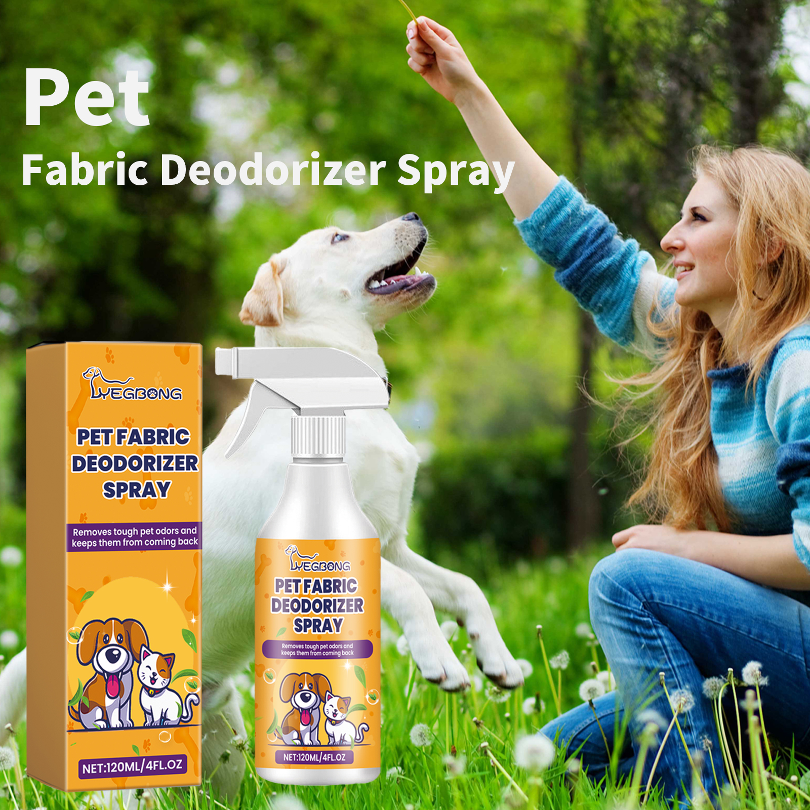 Pet Fabric Deodorizer Spray, Fresh Air Clean Pet Odors Indoor Air Fresh Long-Lasting Deodorant — image 4