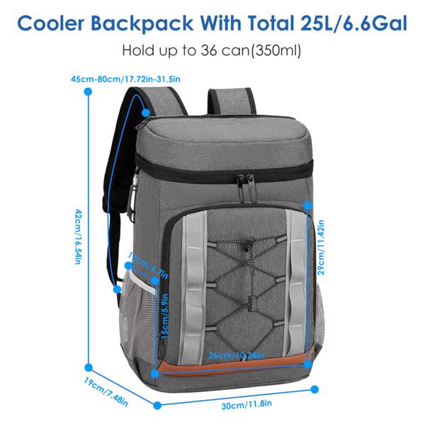 Mochila Refrigerada 36 Cán Leakproof Mochila Refrigerada Con 25L-6.6Gal Para Pícnic, Camping, Playa, Senderismo, Pesca y Viaje — imagen 6