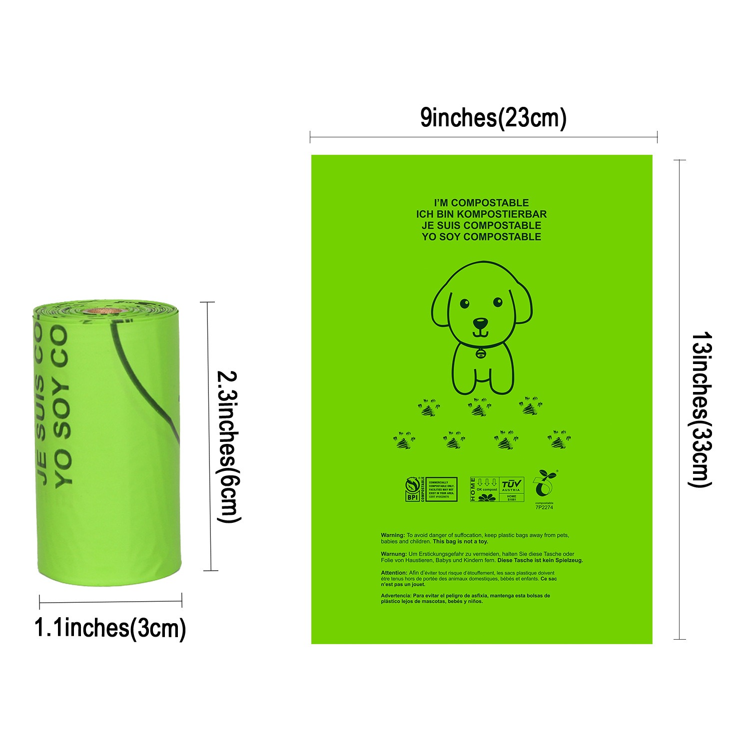 Bolsas biodegradables para heces de mascotas fabricadas con maíz y compostables — imagen 4
