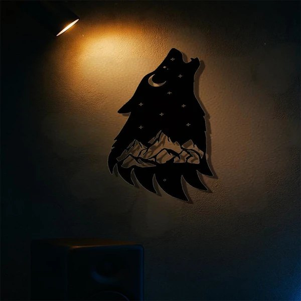 Arte de Pared Metálico Lobo Gótico que Aúlla - Decoración Oscura para Salón, Dormitorio o Oficina (Regalo Navidad Halloween) — imagen 5