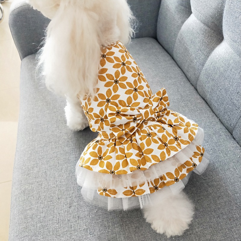 Dog Clothes Spring And Summer Thin Skirt Pet Clothes Summer Cute Bow Tutu Skirt Teddy Dog Clothes — image 2