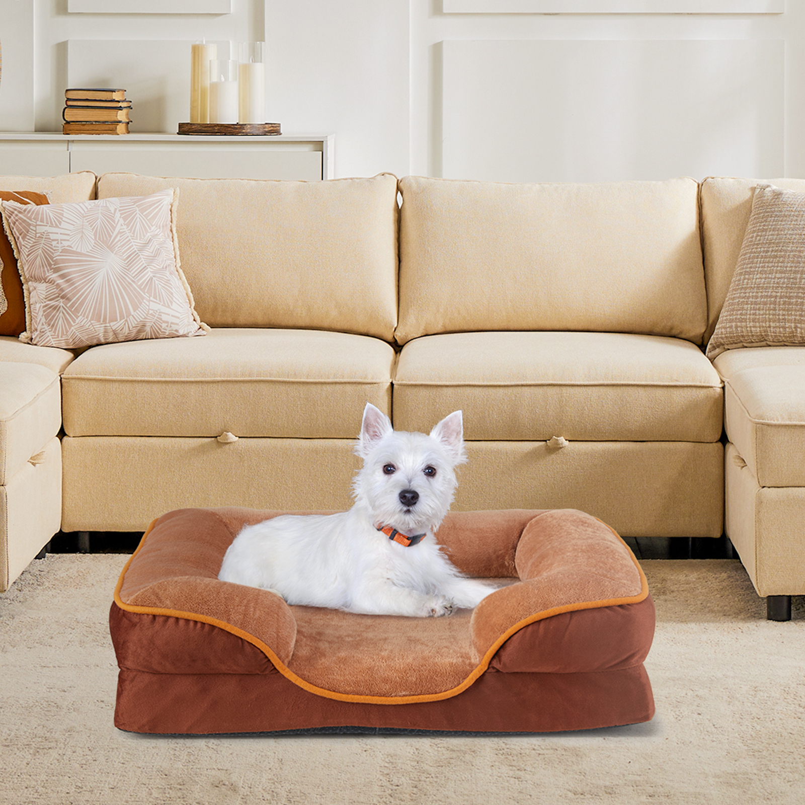 Memory Foam Pet Bed For Small Dogs & Cats With Washable Removable Cover Non-Slip Base Waterproof Liner — image 7