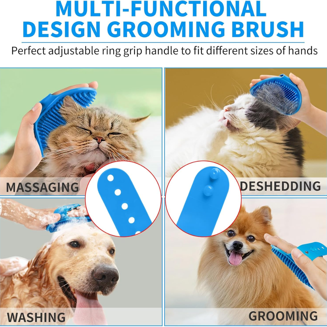 Set de 6 Piezas: Cepillo de Baño para Perros, Cepillo de Dientes, Cepillo de Mango Ajustable para Champú y Estropajo, para Perros y Gatos de Pelo Corto y Largo, Elimina Eficazmente Olores y Manchas — imagen 6