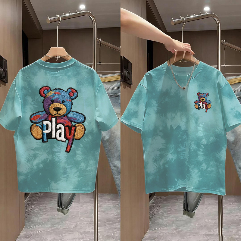 Children's T-Shirt Boy Front and Back Printed Cartoon Bear Short Sleeve Cool Casual Loose Top — image 6