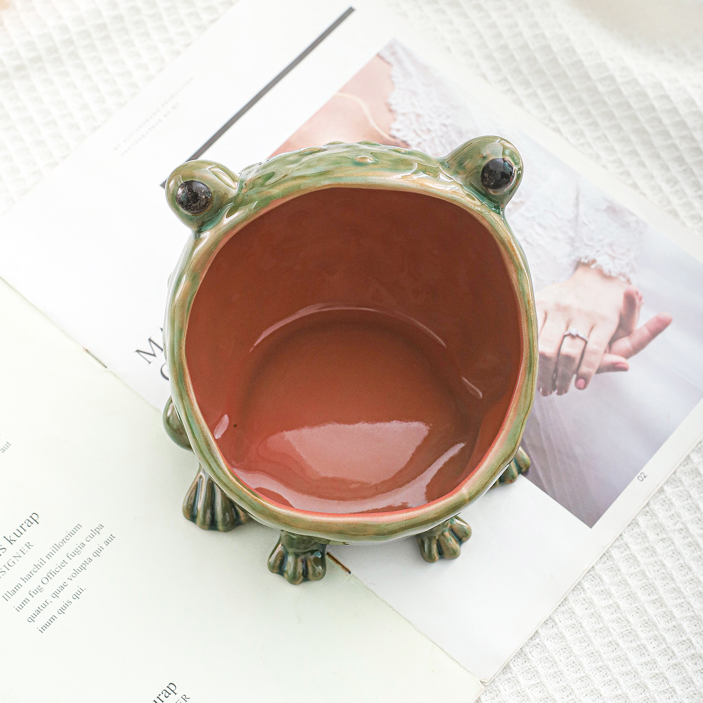 Frog Storage Ornament Jewelry Box Ashtray Ceramic INS Style Creative Decoration for Living Room Home Decor — image 3