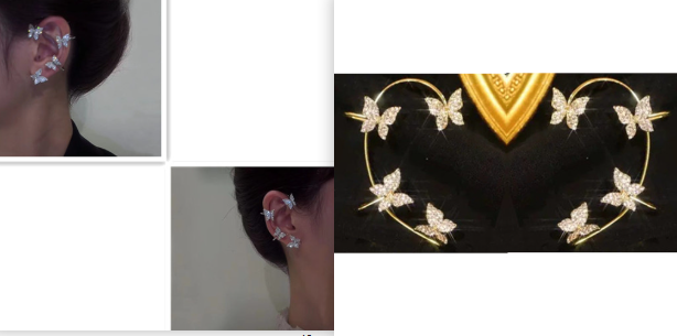 Fashion Earring Butterfly Ear Clip And Ear Hook Jewelry — image 3
