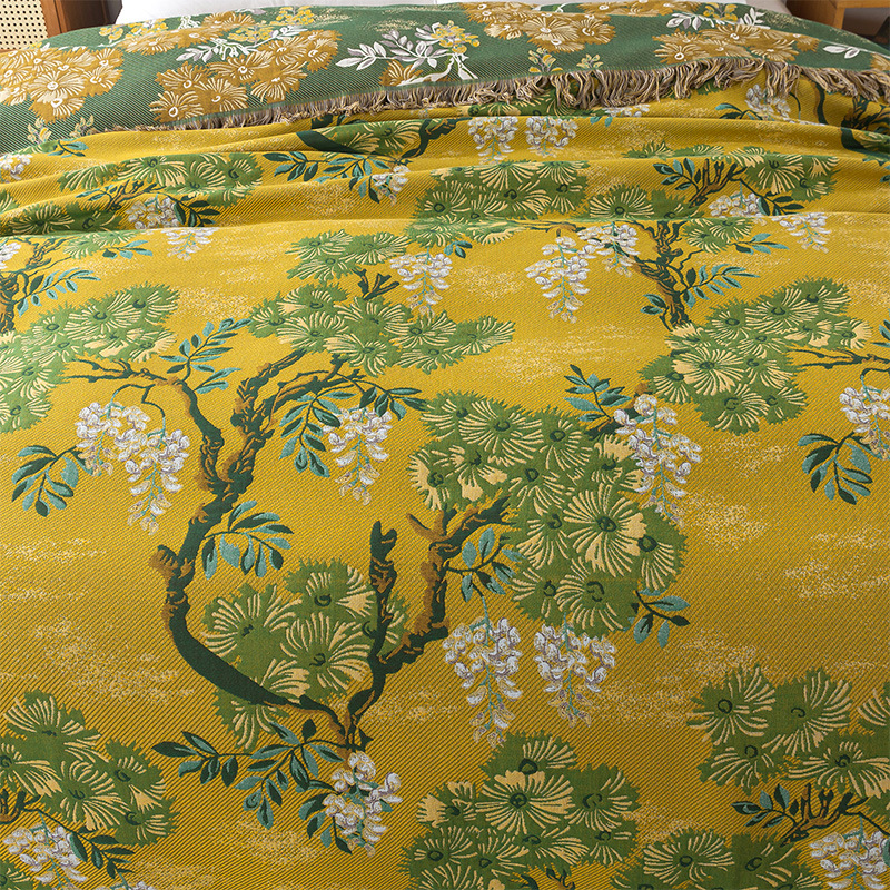 Jungle Style Cotton Gauze Blanket, Double-Sided Use Throw Blanket, All-Season Reversible Cover for Sofa, Adult Nap Blanket — image 5