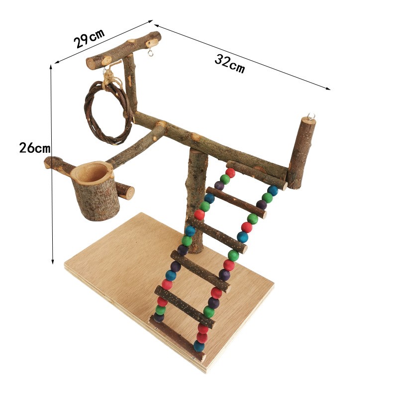 Solid Wood Parrot Station Frame Training Bird Shelf Parrot Toys — image 5