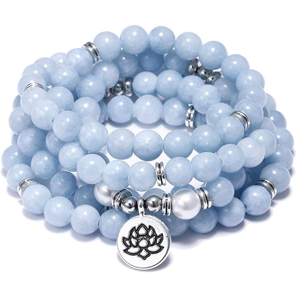 Amazon Stone Tiger Eye Stone Bracelet Necklace 108 Buddha Beads Lotus Bracelet — image 7