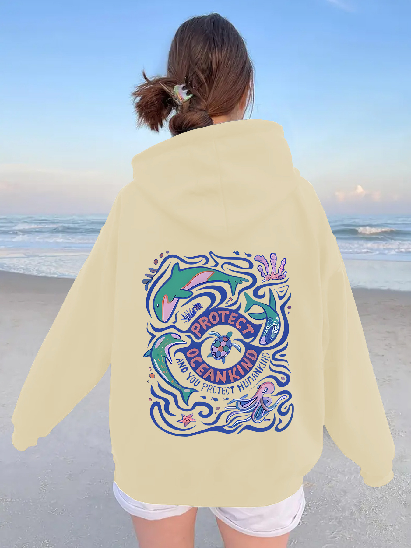 Thick marine animal letter printed hoodie — image 13