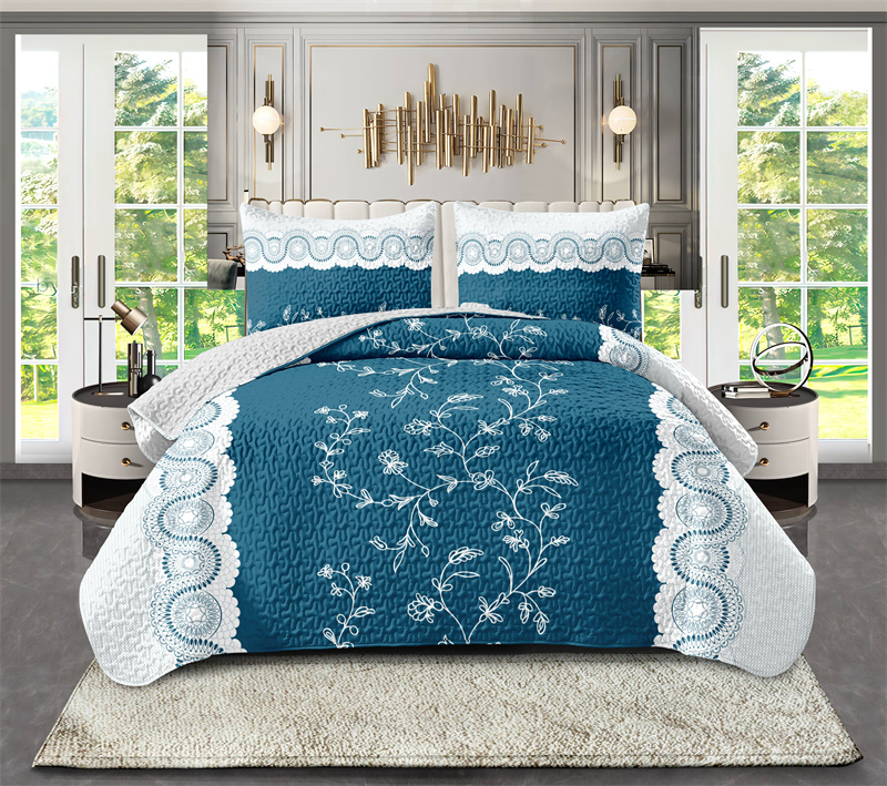 Colección de Edredón Floral Azul Turquesa 3 Piezas con Fundas de Almohadas Ajustadas, Diseño de 130 GSM Microfibra para Camas Fáciles de Limpiar y Amigables con Mascotas — imagen 18