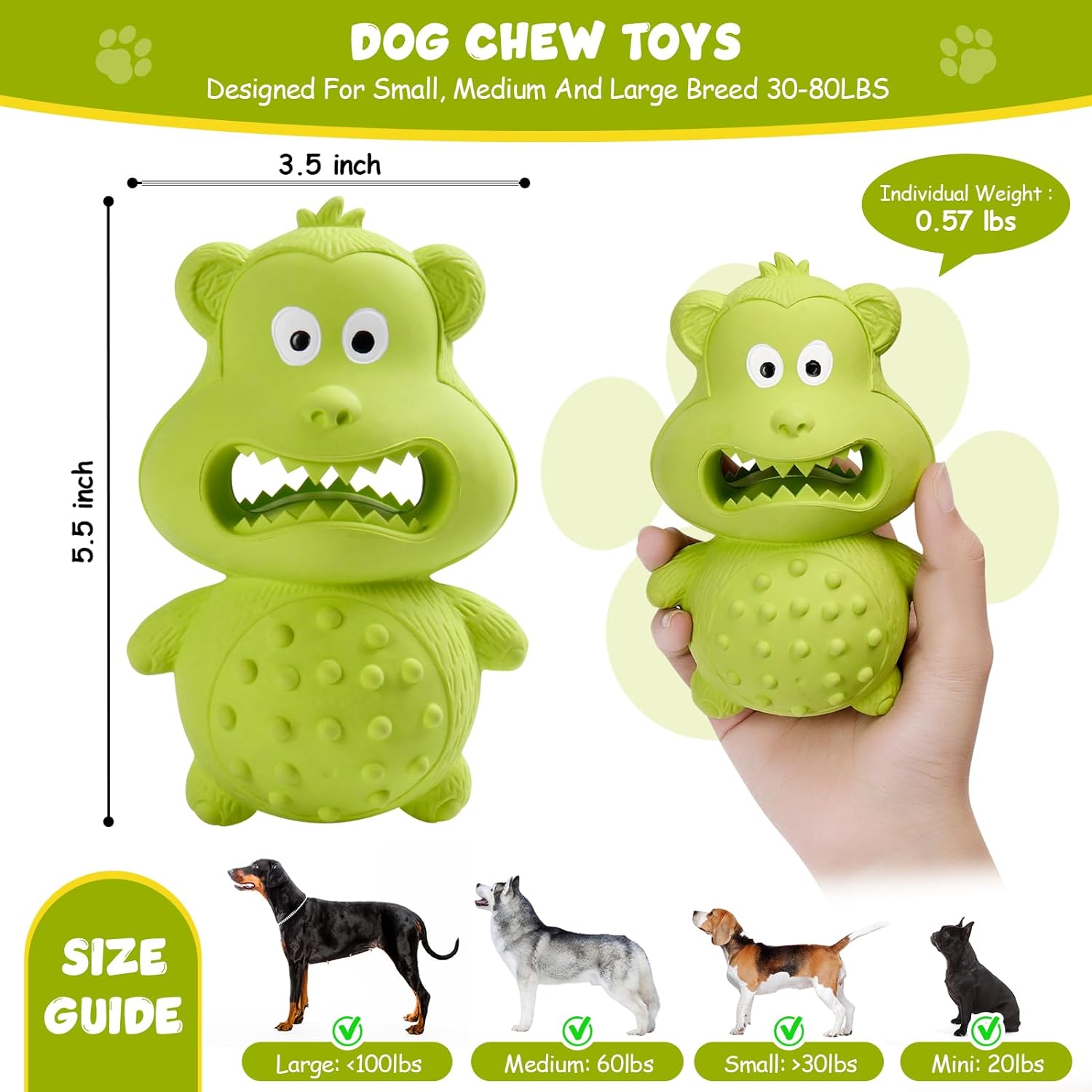 Dog Toys For Aggressive Chewers Natural Rubber Squeaky Dog Toys Indestructible Dog Toy Dog Chew Toys For Aggressive Chewers Interactive Tough Durable Dog Toys Dog Toys To Keep Them Busy — image 7