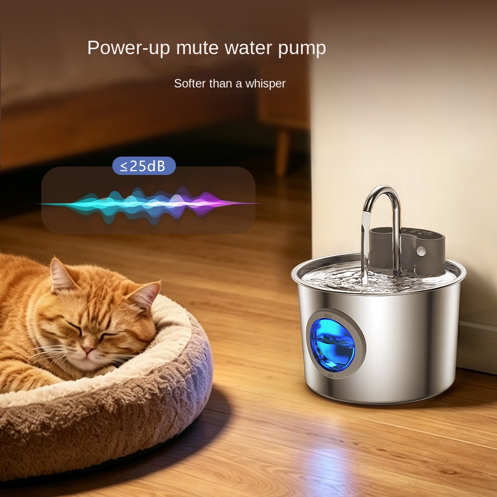 Smart Stainless Steel Cat Water Dispenser, Wireless Sensor, No Plug-in, Automatic Circulation, Large Capacity Pet Water Fountain — image 5