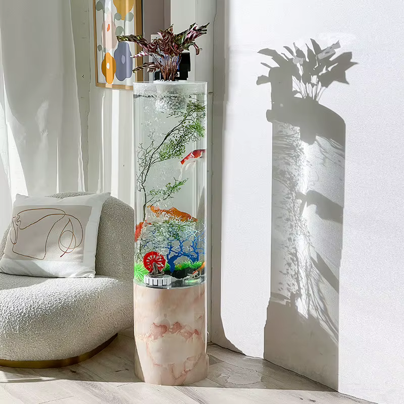 Cajón de televisión para sala de estar con tanque de peces vertical y estantería para acuarios grandes y medianos — imagen 2