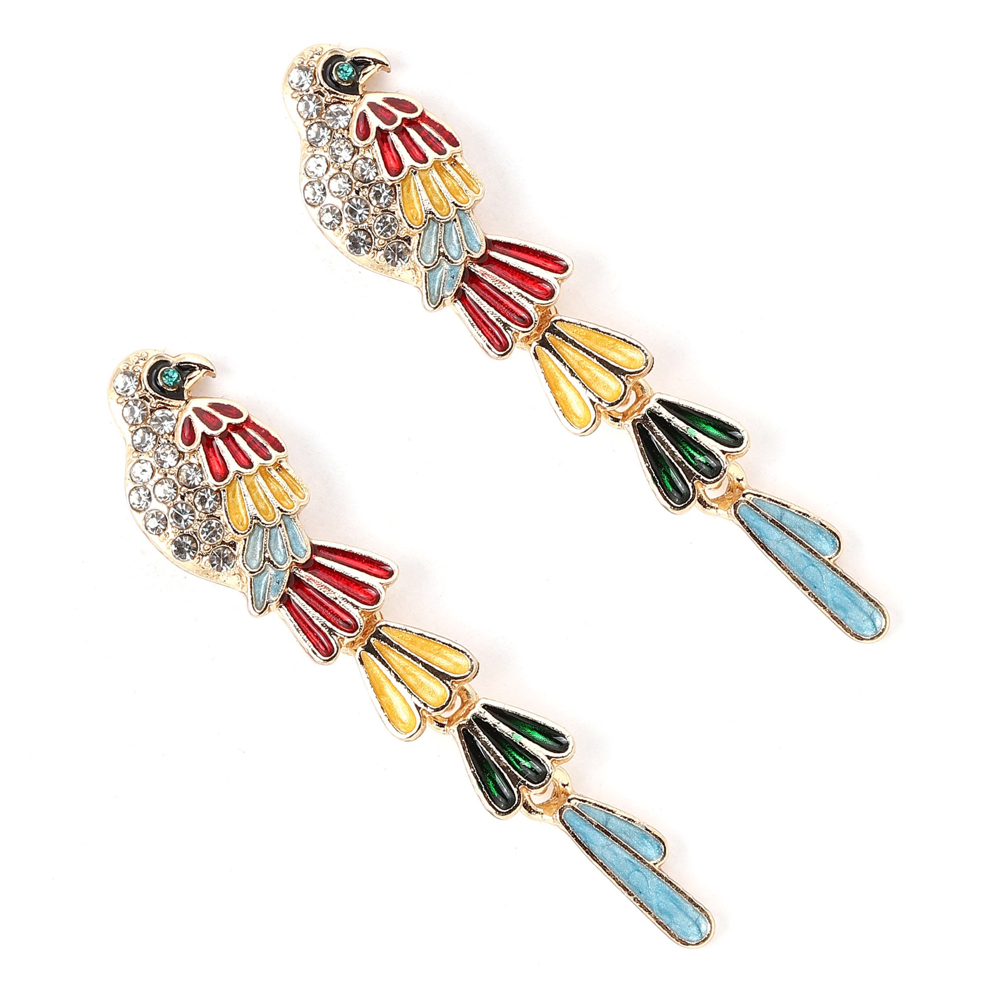 Pulseras de Colgantes en Forma de Pájaros Coloridos con Gotas de Aceite Retro, Modestas y Elegantes Con Combinación de Diamante Incrustado en Aleación para Mujer — imagen 3