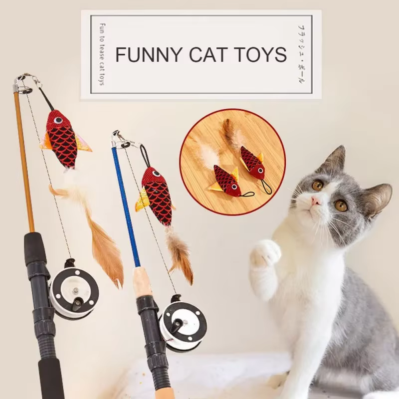 Látigos de Gato para Simular Pescar con Pez de Pluma Retráctil y Telescopio para Juegos Divertidos de Caza — imagen 2