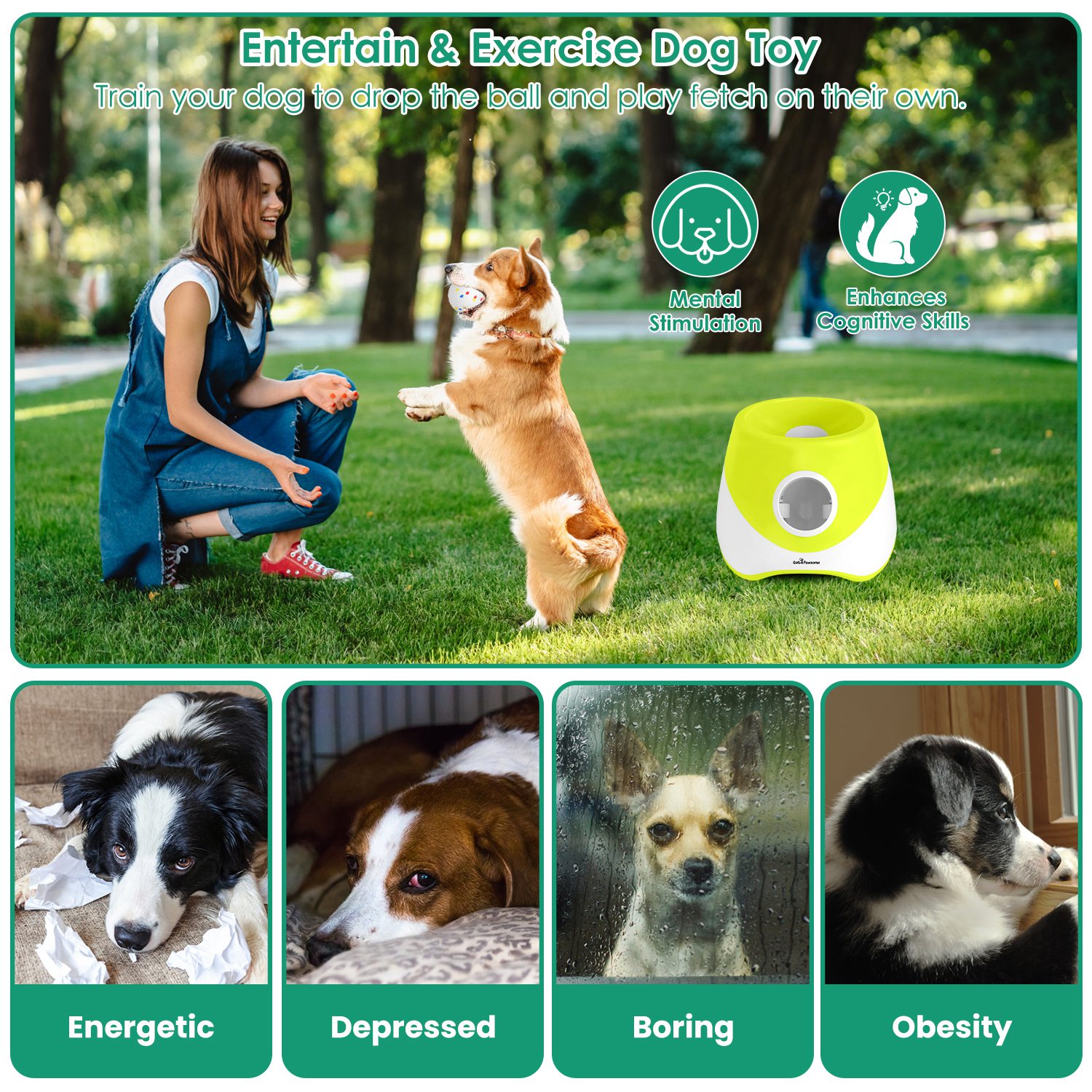 Lanzador Automático de Pelotas para Perros Recargable Juguetes Interactivos para Cachorros Pequeños y Medianos con 3 Configuraciones de Distancia Ajustables 6 Piezas Pelotas 2.3 pulgadas — imagen 4