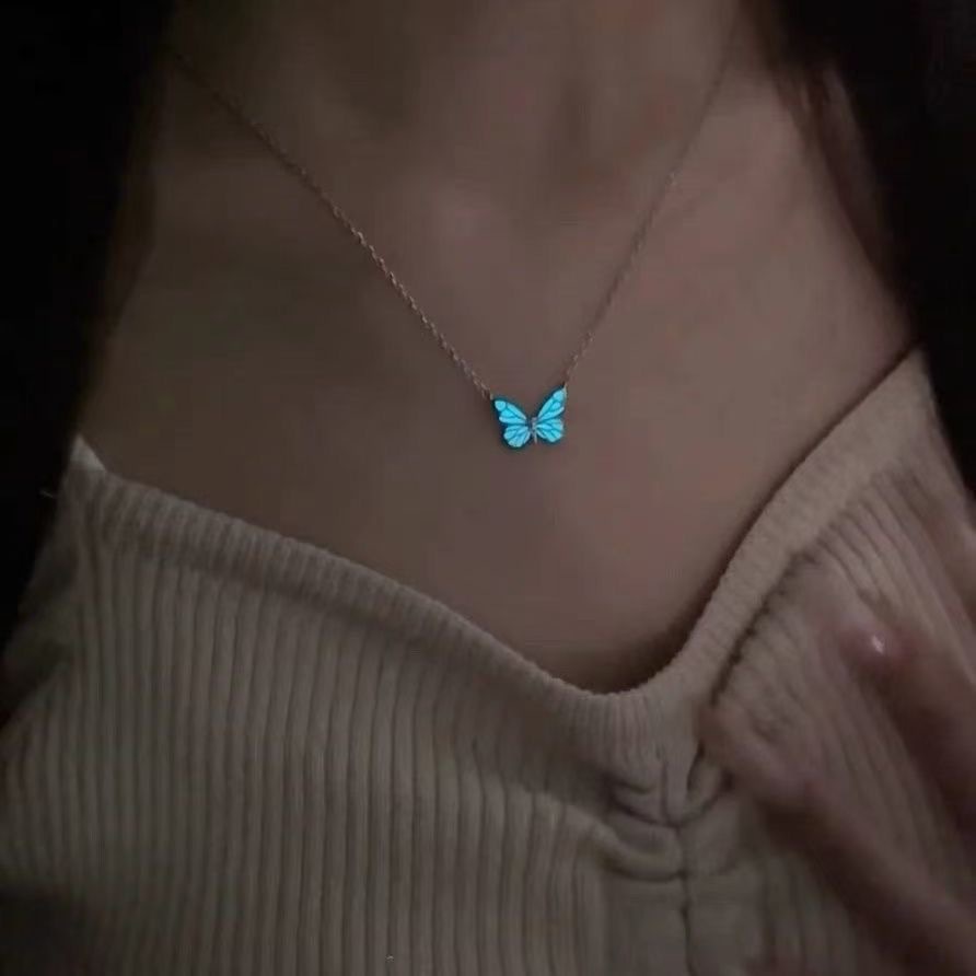 Conjunto de Collar y Pulsera Azul Fashion con Mariposa Luminosa para Mujer Regalo para Noche de Fiesta Joyas de Clavícula — imagen 6