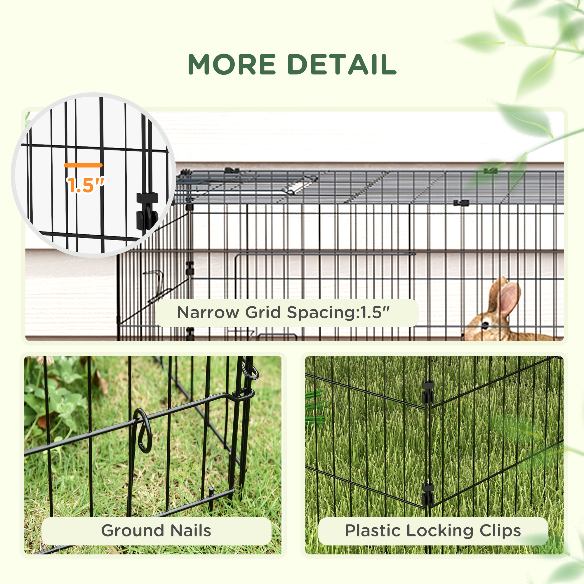 73" Small Animal Playpen with Roof for Rabbits, Chicken, Chinchillas for Indoor/Outdoor Use, Green — image 2