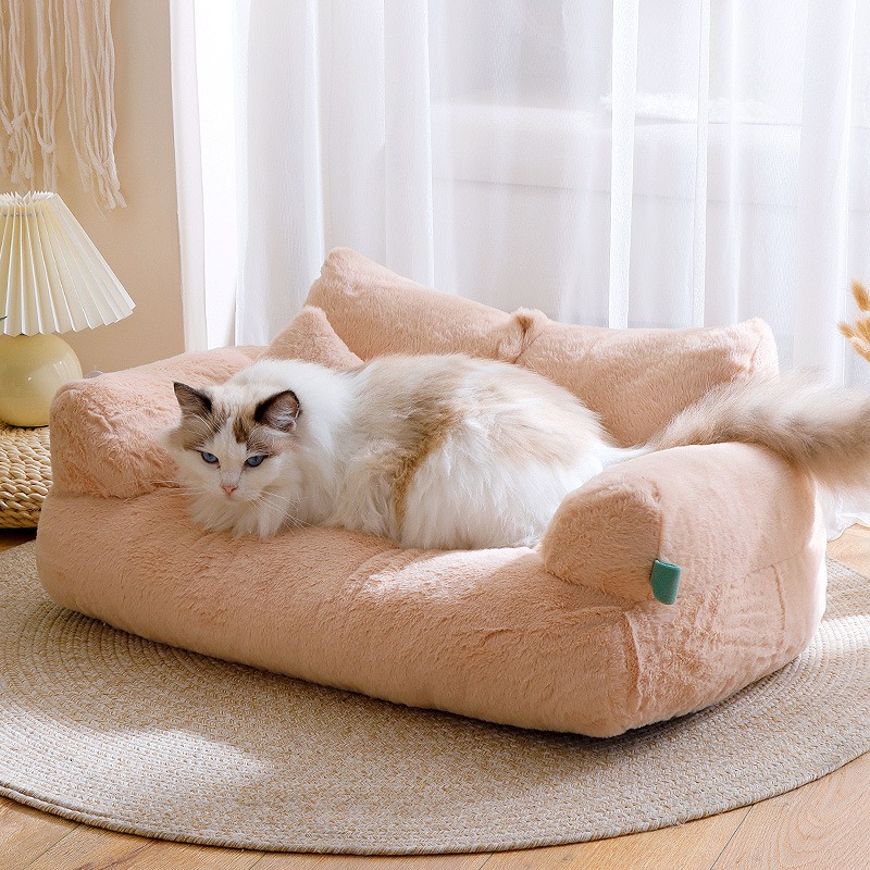 Sofá de Gato de Lujo para Perros y Gatos Pequeños y Medianos - Cama Caliente para Invierno con Manta Plush — imagen 4