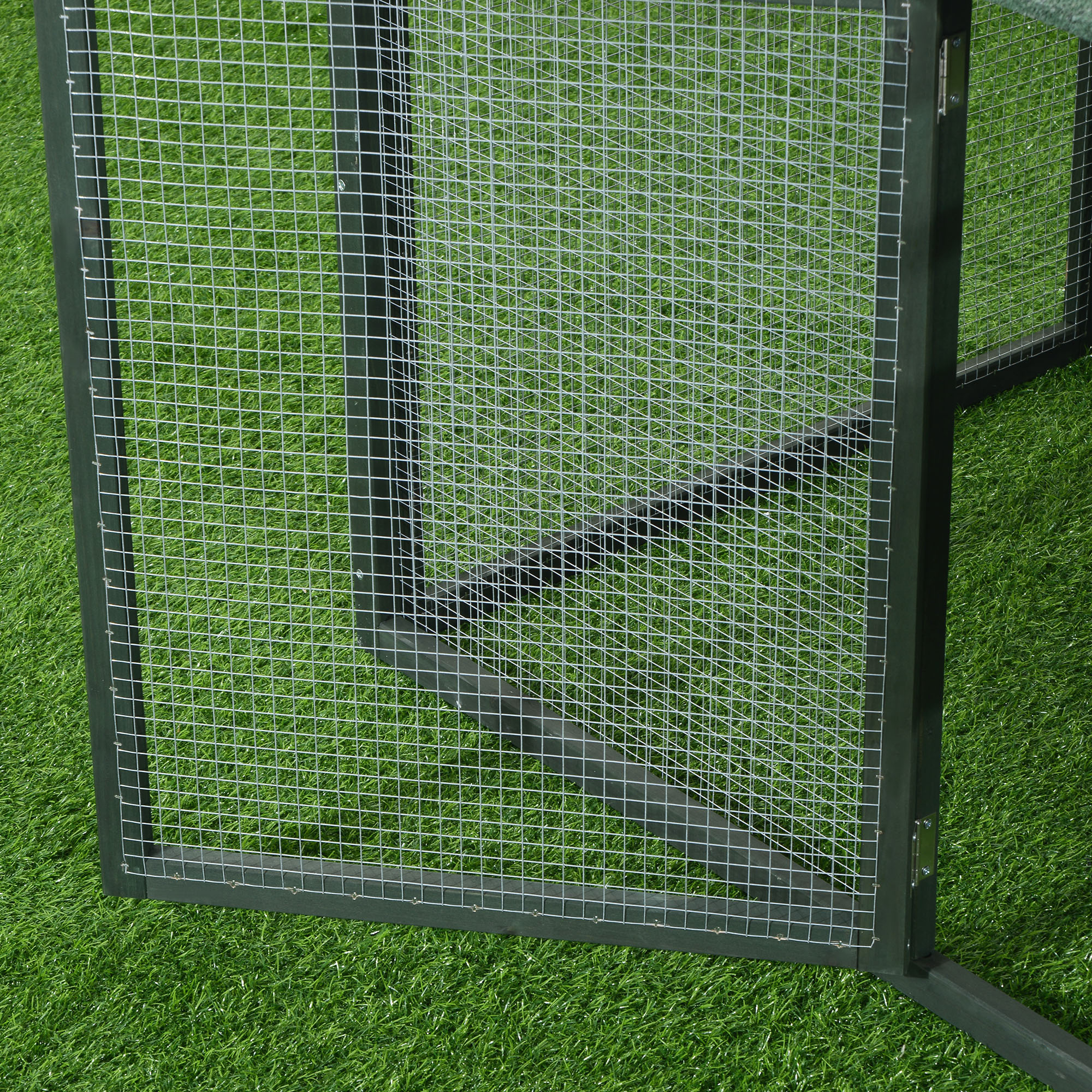 Gallinero de Madera de 84", Casa para Gallinas de Exterior con Corral y Nido, Techo de Asfalto, Bandeja Extraíble, Rampa, Jaula para Aves para 2-3 Gallinas, Verde — imagen 3