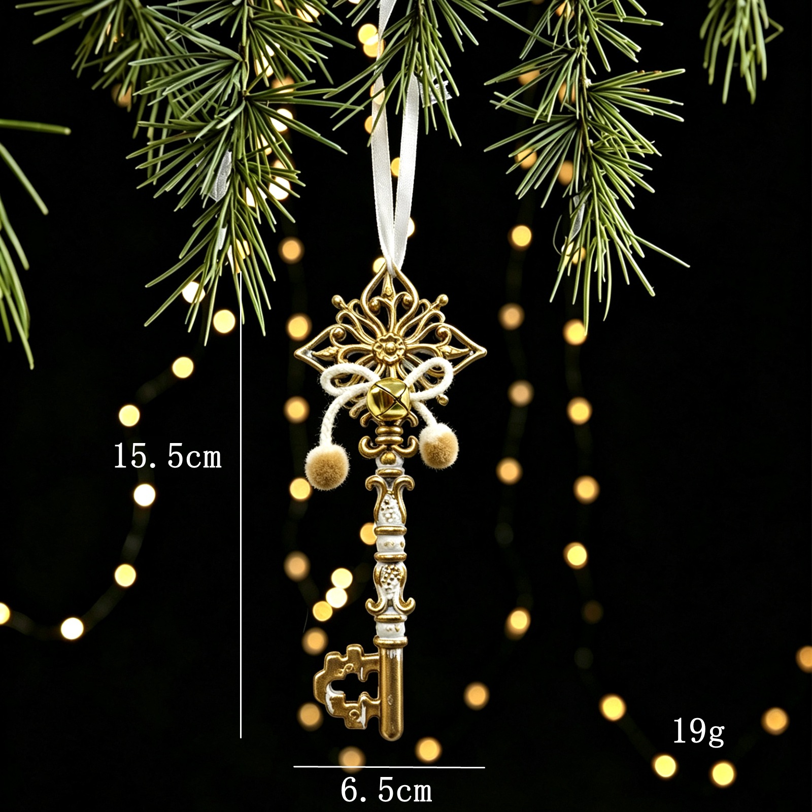 Christmas Tree Ornament White Gold Vintage Style Plastic Decoration Snowflake Reindeer Christmas Tree Decor — image 10
