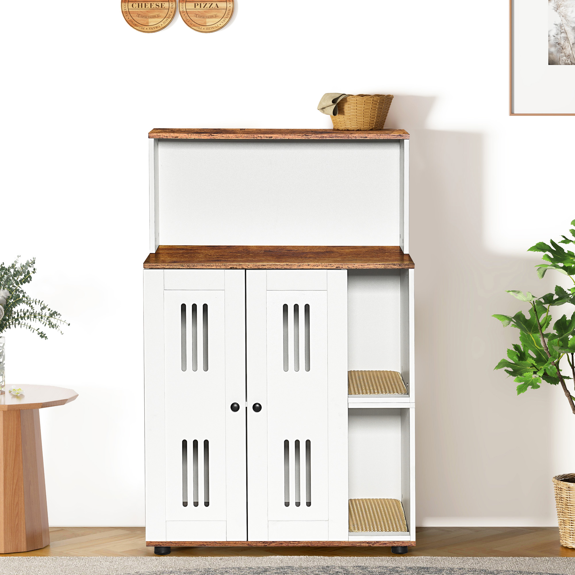 Caja de Arena Oculta para 2 Gatos, Mueble Escondido para Felinos, Cabaña de Arena Doble, Usable como Mueble Lateral y Baño — imagen 4