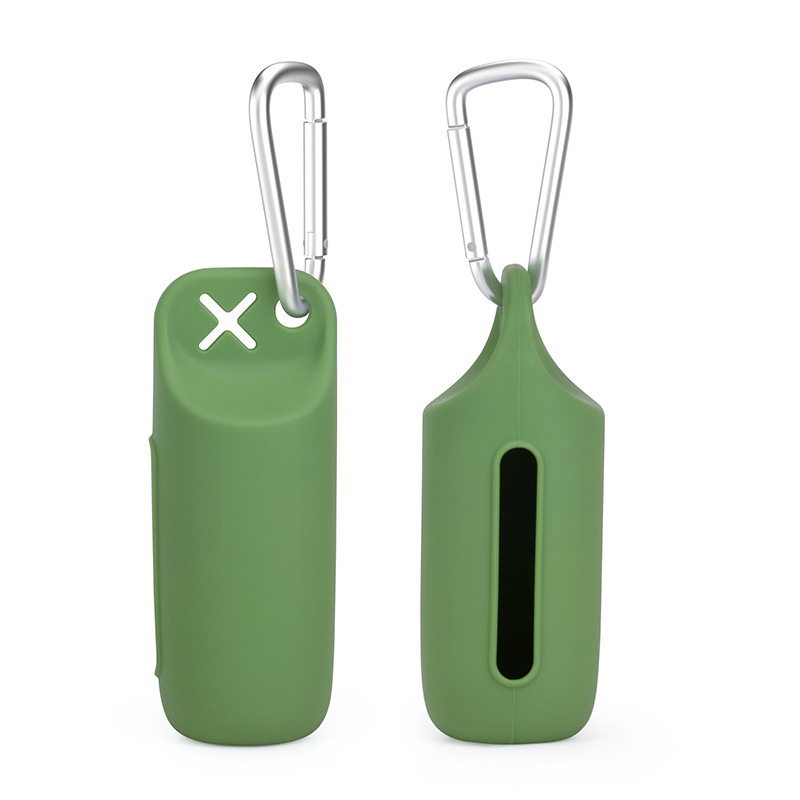 Silicone dog poop bag holder with dispenser, portable, hanging ring & storage case — image 2