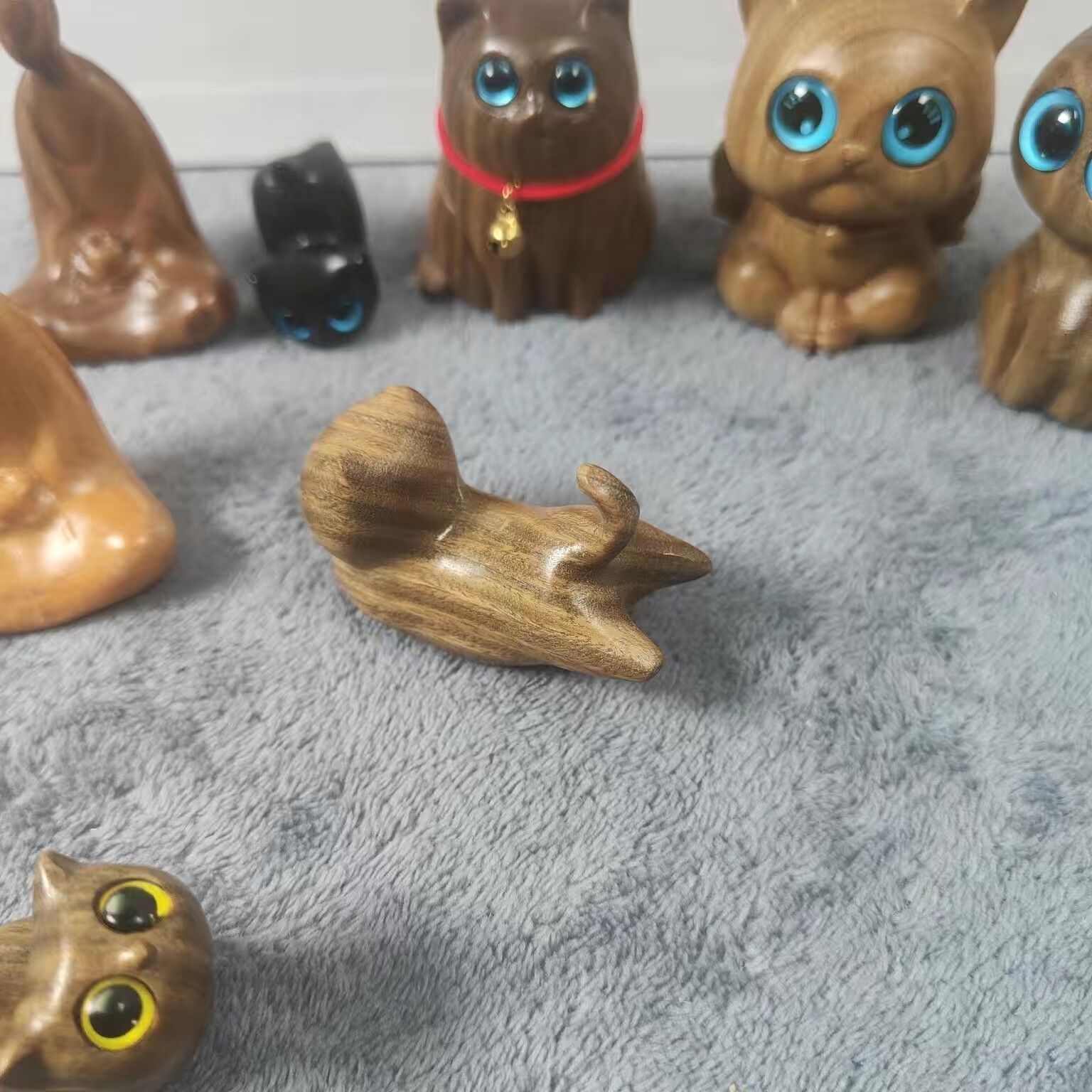 Sandalwood Kitten Ornaments Cute Hippo Mini Wooden Cat Play — image 4