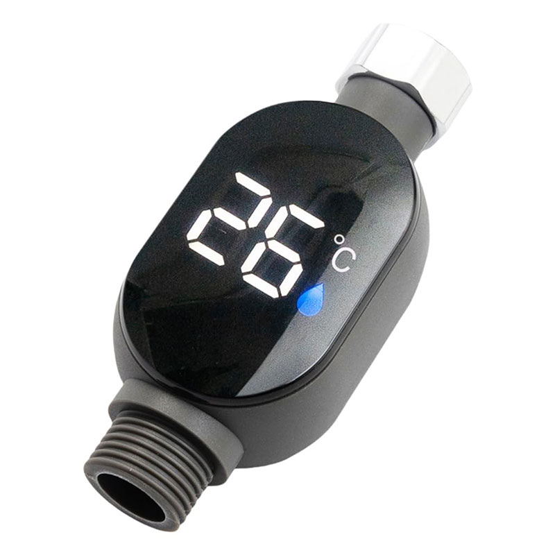 Black LED bathroom shower thermometer (0℃~99℃): accurate temp measurement, smart counter — image 2