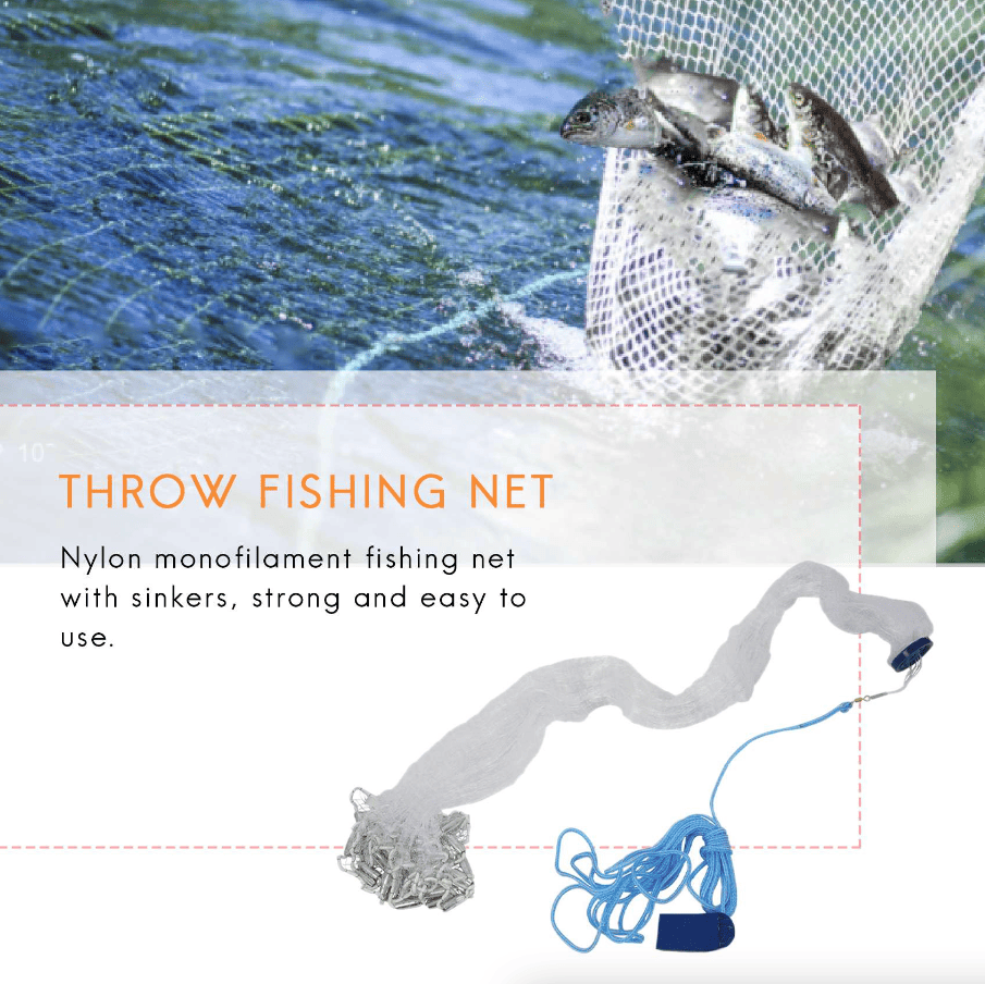 Red de Pescar para Cazar con Red de Pesca Manual Fácil Lanzamiento Fuerte Malla Nylon USA — imagen 22
