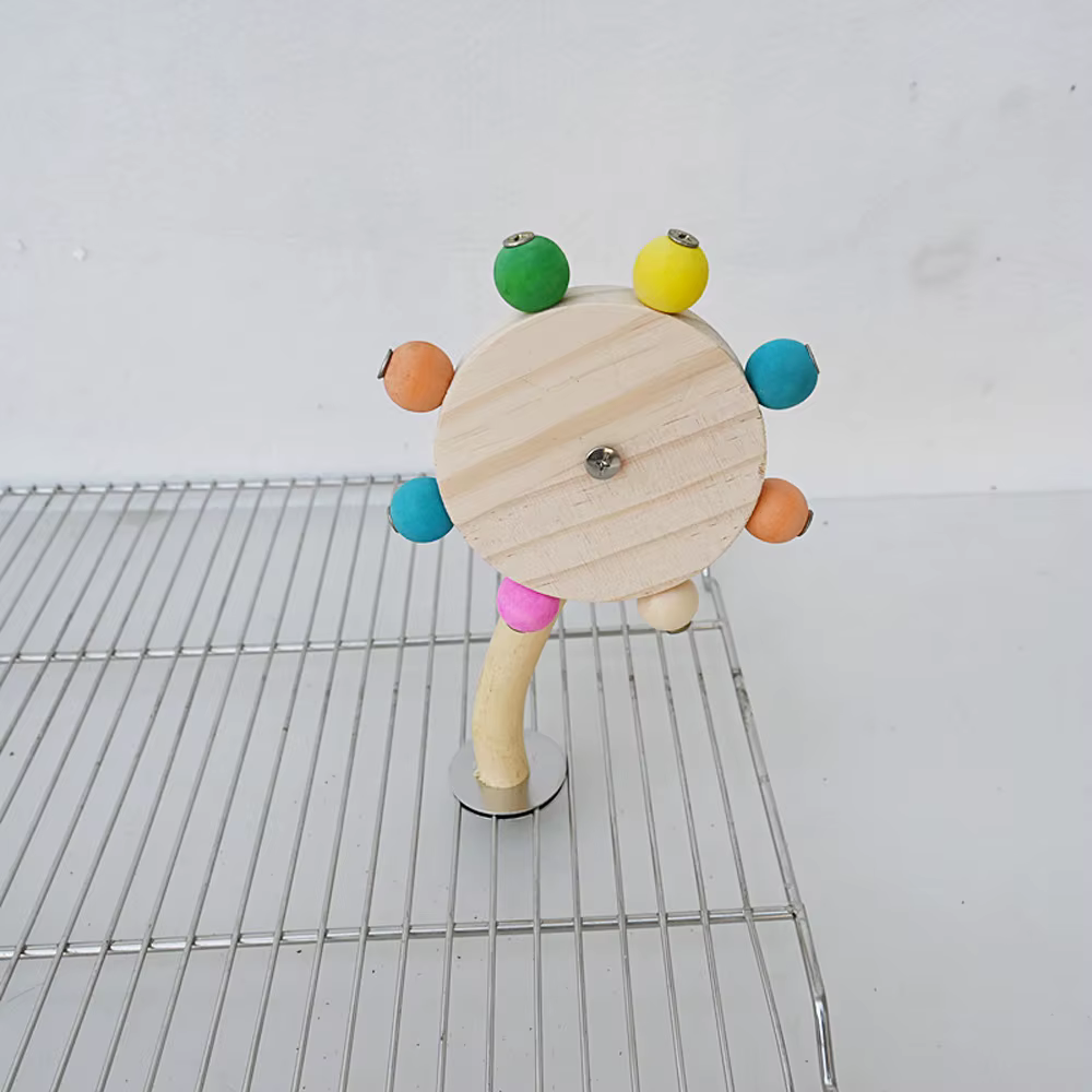 Juguete de Percha Divertido con Bolas Rotatoras en Madera Juego Interactivo para Pájaros Colorido Paraforaje para Loros Juguetes Giratorios para Amorcerdos — imagen 4