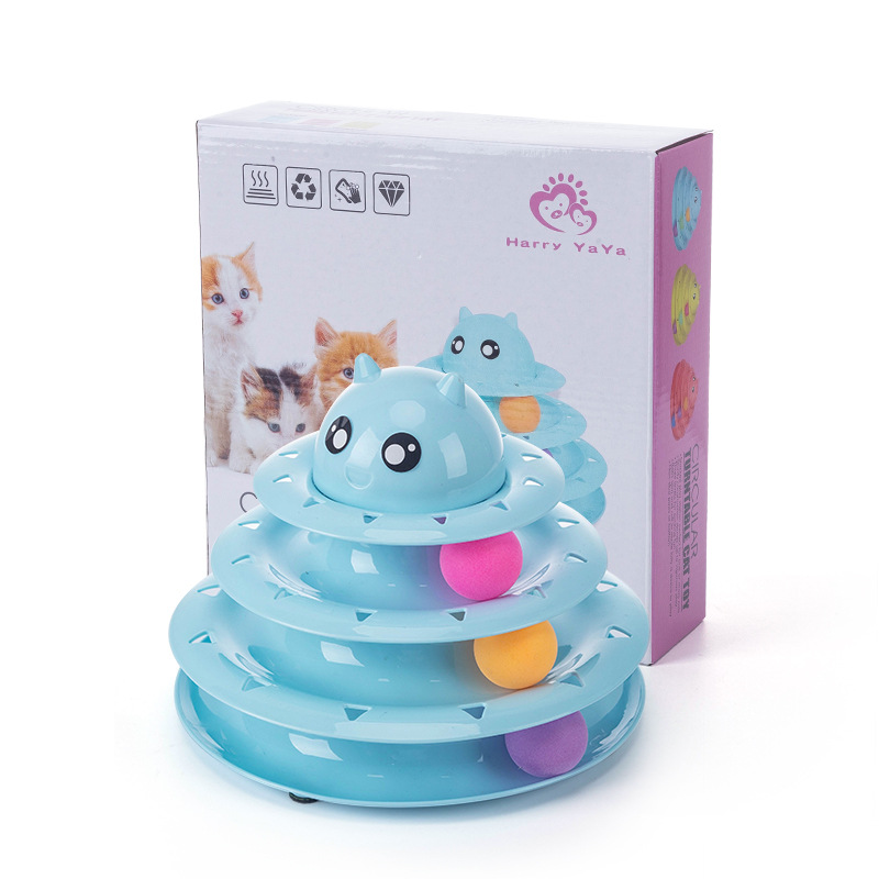 Torneo Tridimensional para Gatos con Rueda Giratoria Juego de Niveles Espacio para Mascotas Auto-Reparador — imagen 4